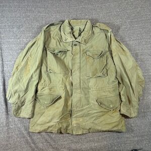 US Military M65 Field Coat OG-107 Mens Large Long Cold Weather Distressed 1970s